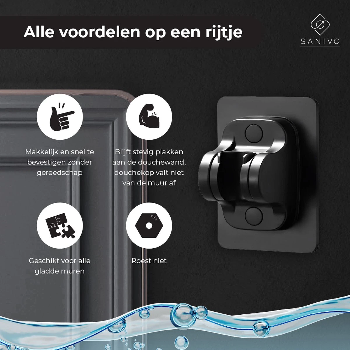 Douchekophouder Zwart Zelfklevend – Verstelbaar – Handdouchehouder – Douchekop Houder Zonder Boren 5 Douchekophouder Zwart Zelfklevend – Verstelbaar – Handdouchehouder – Douchekop Houder Zonder Boren - Afbeelding 5