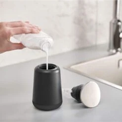 Wonix® - Zeepdispenser - Zeeppompje - Duw Met Pols - 300ml - Zwart -Badkamerartikelen Winkel 1200x1198 6