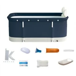 Merkloos Opvouwbaar Bad Voor Volwassenen | Opblaasbaar Zitbad BLAUW – Mobiele Badkuip – Bath Bucket – Zwembad -Badkamerartikelen Winkel 1200x1199 6