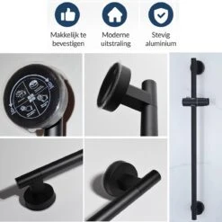 Moodcare® Glijstang - Douche Glijstang - 70 Cm - Mat Zwart - Zonder Boren -Badkamerartikelen Winkel 1200x1199 7
