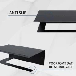 Westerhof Premium Wc Rolhouder Zwart Zonder Boren - Met Plankje - 3M Plakstrip En Schroef Set -Badkamerartikelen Winkel 1200x1200 104