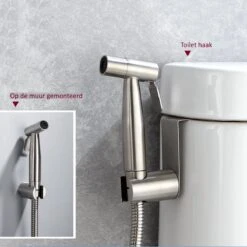 Merkloos Bidet Handdoucheset Uit Geborsteld RVS - Shattaf - Met Slang, T-stuk & Wandhouder -Badkamerartikelen Winkel 1200x1200 1049