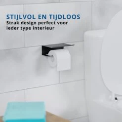 Westerhof Premium Wc Rolhouder Zwart Zonder Boren - Met Plankje - 3M Plakstrip En Schroef Set -Badkamerartikelen Winkel 1200x1200 105