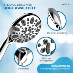 WITTS Douchekop - Waterbesparend - Hoge Kwaliteit - Handdouche ø 12cm - 6 Standen 10 WITTS Douchekop - Waterbesparend - Hoge Kwaliteit - Handdouche ø 12cm - 6 Standen -Badkamerartikelen Winkel 1200x1200 1059