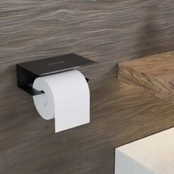 Westerhof Premium Wc Rolhouder Zwart Zonder Boren - Met Plankje - 3M Plakstrip En Schroef Set -Badkamerartikelen Winkel 1200x1200 106