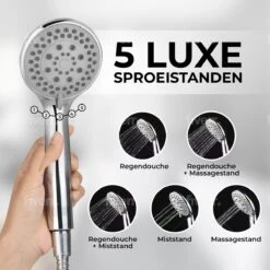 Universal Life® | DOUCHEKOP MET GRATIS SLANG EN HOUDER | Waterbesparend | Universeel | 5 Luxe Straalstanden | Chroom | RVS Slang | -Badkamerartikelen Winkel 1200x1200 1064