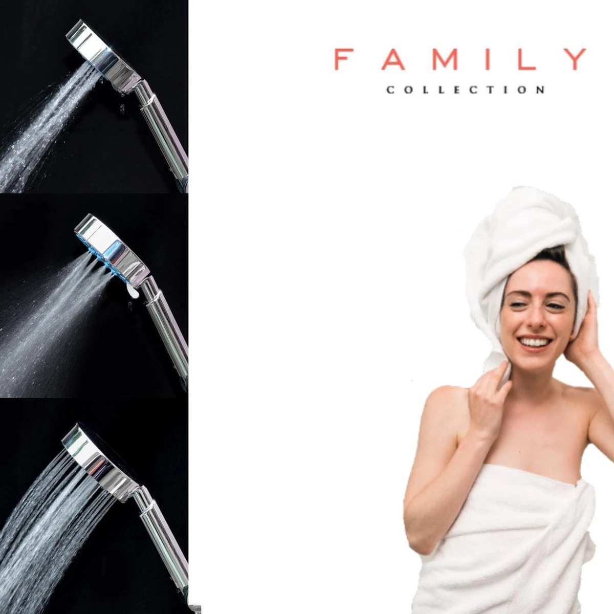 Douchekop Incl. Slang 1.5 Meter - 3 Standen - 1/2'' - Douche Kop 2 Douchekop Incl. Slang 1.5 Meter - 3 Standen - 1/2'' - Douche Kop - Afbeelding 2