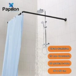 Papillon Douchegordijnstang - 90x90 Cm - Aluminium - Zwart -Badkamerartikelen Winkel 1200x1200 1085