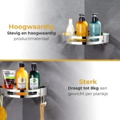 Merkloos Doucherek Zonder Boren – Doucherek Hangend – Badkamerrek – Zilver RVS – IP68 Waterdicht – 8KG Draagkracht -Badkamerartikelen Winkel 1200x1200 11