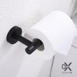 DesignX Toiletrolhouder Zwart - WC Rolhouder - Matte - Papier - Houder - Incl. Schroeven -Badkamerartikelen Winkel 1200x1200 113