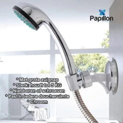 Merkloos Douchekophouder - Grote Zuignap - Klik&Vast - Draaibaar - Chroom -Badkamerartikelen Winkel 1200x1200 1161