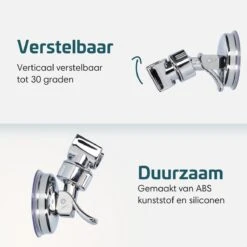 Moodcare® Verplaatsbare Douchekophouder Zelfklevend - Chroom – Douchekop Houder Zonder Boren – Wandhouder Douchekop Zuignap -Badkamerartikelen Winkel 1200x1200 1167