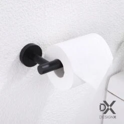 DesignX Toiletrolhouder Zwart - WC Rolhouder - Matte - Papier - Houder - Incl. Schroeven -Badkamerartikelen Winkel 1200x1200 117
