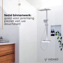 Viidako Kimii Doucheset Opbouw Compleet – Chroom – Vierkant - Sedal Binnenwerk -Thermostaatkraan – Zeer Goede Kwaliteit – RVS, ABS En Messing – Design -Badkamerartikelen Winkel 1200x1200 1206