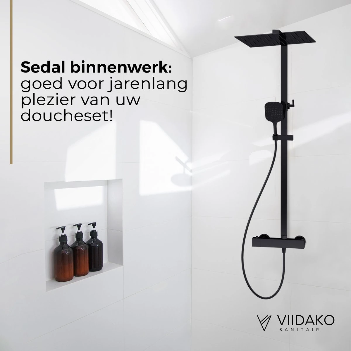 Viidako Kimii Doucheset Opbouw Compleet – Mat Zwart – Vierkant 30 Cm X 30 Cm - Sedal Binnenwerk -Thermostaatkraan – Zeer Goede Kwaliteit – RVS En Messing – Design 1 Viidako Kimii Doucheset Opbouw Compleet – Mat Zwart – Vierkant 30 Cm X 30 Cm - Sedal Binnenwerk -Thermostaatkraan – Zeer Goede Kwaliteit – RVS En Messing – Design