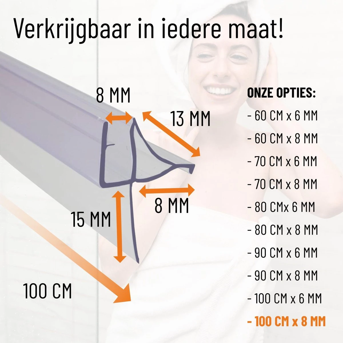 Simple Fix Douchestrip - Douchedeurafdichting - Dorpel - Waterkering - Lekstrip - 100cm Lang - 8mm Glasdikte 5 Simple Fix Douchestrip - Douchedeurafdichting - Dorpel - Waterkering - Lekstrip - 100cm Lang - 8mm Glasdikte - Afbeelding 5