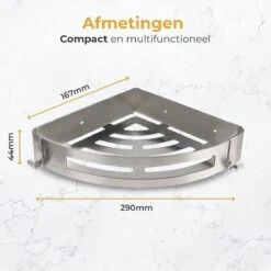 Merkloos Doucherek Zonder Boren – Doucherek Hangend – Badkamerrek – Zilver RVS – IP68 Waterdicht – 8KG Draagkracht -Badkamerartikelen Winkel 1200x1200 13
