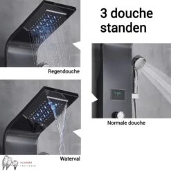 Douchepaneel Met Massage - Regendouche - Massage Jets - Waterval Douche - Met Thermostaatkraan En Handdouche - Zwart - Opbouw - Douchekop - Flanner® 10 Douchepaneel Met Massage - Regendouche - Massage Jets - Waterval Douche - Met Thermostaatkraan En Handdouche - Zwart - Opbouw - Douchekop - Flanner® -Badkamerartikelen Winkel 1200x1200 1312