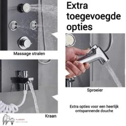 Douchepaneel Met Massage - Regendouche - Massage Jets - Waterval Douche - Met Thermostaatkraan En Handdouche - Zwart - Opbouw - Douchekop - Flanner® 13 Douchepaneel Met Massage - Regendouche - Massage Jets - Waterval Douche - Met Thermostaatkraan En Handdouche - Zwart - Opbouw - Douchekop - Flanner® -Badkamerartikelen Winkel 1200x1200 1314