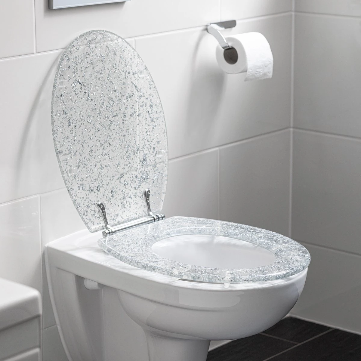 Navaris Toiletbril Met Glitter Design - Transparante Wc-bril 42 X 36 X 4,5 Cm - Makkelijk Te Bevestigen 2 Navaris Toiletbril Met Glitter Design - Transparante Wc-bril 42 X 36 X 4,5 Cm - Makkelijk Te Bevestigen - Afbeelding 2