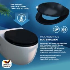 Casaria Wc-bril Met Deksel Sluitingsmechanisme Toiletzitting MDF Zwart 14 Casaria Wc-bril Met Deksel Sluitingsmechanisme Toiletzitting MDF Zwart -Badkamerartikelen Winkel 1200x1200 1401