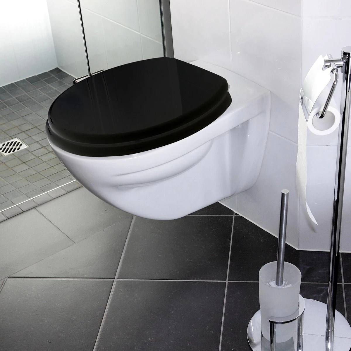 Casaria Wc-bril Met Deksel Sluitingsmechanisme Toiletzitting MDF Zwart 8 Casaria Wc-bril Met Deksel Sluitingsmechanisme Toiletzitting MDF Zwart - Afbeelding 8