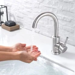 LOMAZOO Wastafelkraan Ivory - Mengkraan Wastafel - Kraan Badkamer - Wastafelmengkraan RVS -Badkamerartikelen Winkel 1200x1200 1460