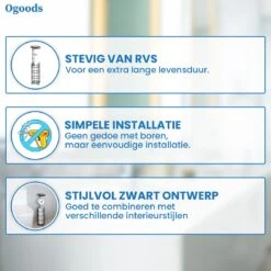Ogoods Praktische WC Rolhouder – RVS Toiletrolhouder Staand – Rolhouder – Zonder Boren - Toiletrolstandaard - Zwart -Badkamerartikelen Winkel 1200x1200 148