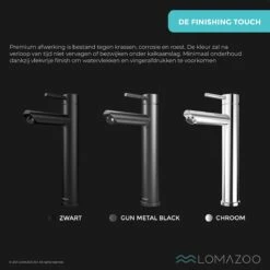 LOMAZOO Wastafelkraan Zwart Ceres - Badkamerkraan - Wastafel Kraan - Mengkraan Wastafel - Hoge Uitloop -Badkamerartikelen Winkel 1200x1200 1505