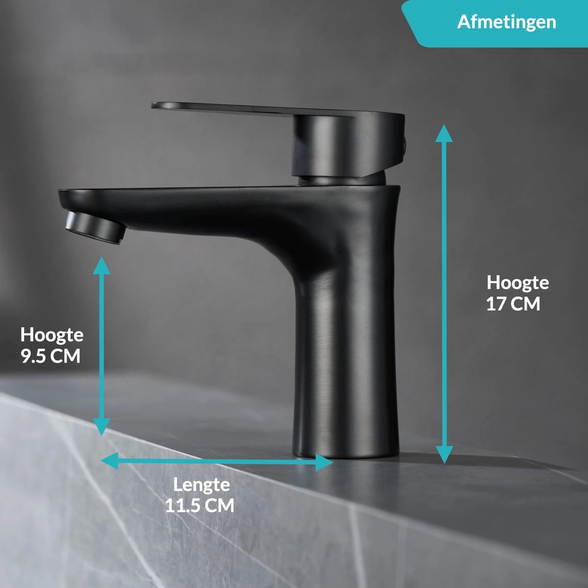 Croom Stytex - Wastafelkraan - Zwart - Badkamerkraan - Waterbesparend 2 Croom Stytex - Wastafelkraan - Zwart - Badkamerkraan - Waterbesparend - Afbeelding 2