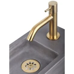 Differnz Wastafelkraan Gebogen – Kraan Koud Water – Toiletkraan – Mat Goud -Badkamerartikelen Winkel 1200x1200 1530