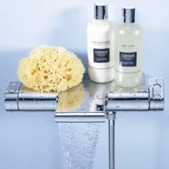 GROHE Grohtherm 2000 New Thermostatische Badkraan - 15cm - CoolTouch - Met Tray - Chroom - 34464001 -Badkamerartikelen Winkel 1200x1200 1545