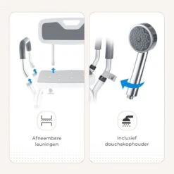 BY JRM Douchestoel En Douchekruk Met Afneembare Rugleuning En Armleuning – 30 Dagen Uitproberen - Anti Slip – Verstelbare Hoogte - Douchekrukje - Grijs -Badkamerartikelen Winkel 1200x1200 1583