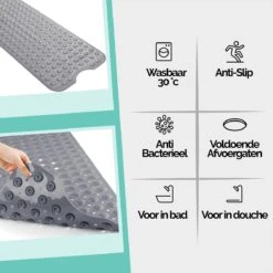 The Original - Badmat Antislip - Grijs - 100x40cm - Antislipmat Douchemat Voor Bad & Douche - Anti Slip Mat Met Zuignappen -Badkamerartikelen Winkel 1200x1200 1605