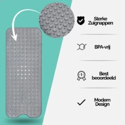 The Original - Badmat Antislip - Grijs - 100x40cm - Antislipmat Douchemat Voor Bad & Douche - Anti Slip Mat Met Zuignappen -Badkamerartikelen Winkel 1200x1200 1608