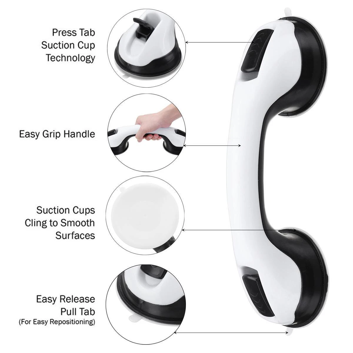 Merkloos 2x Anti Slip Zuig Handvat - Zuignap Handgreep Badkamer/Toilet - Badkamer Veiligheidsgreep - Handgreep Met Zuignappen - Badgreep - Krachtig En Verplaatsbaar - Trekvermogen Tot 50KG - 30cm 5 Merkloos 2x Anti Slip Zuig Handvat - Zuignap Handgreep Badkamer/Toilet - Badkamer Veiligheidsgreep - Handgreep Met Zuignappen - Badgreep - Krachtig En Verplaatsbaar - Trekvermogen Tot 50KG - 30cm - Afbeelding 5