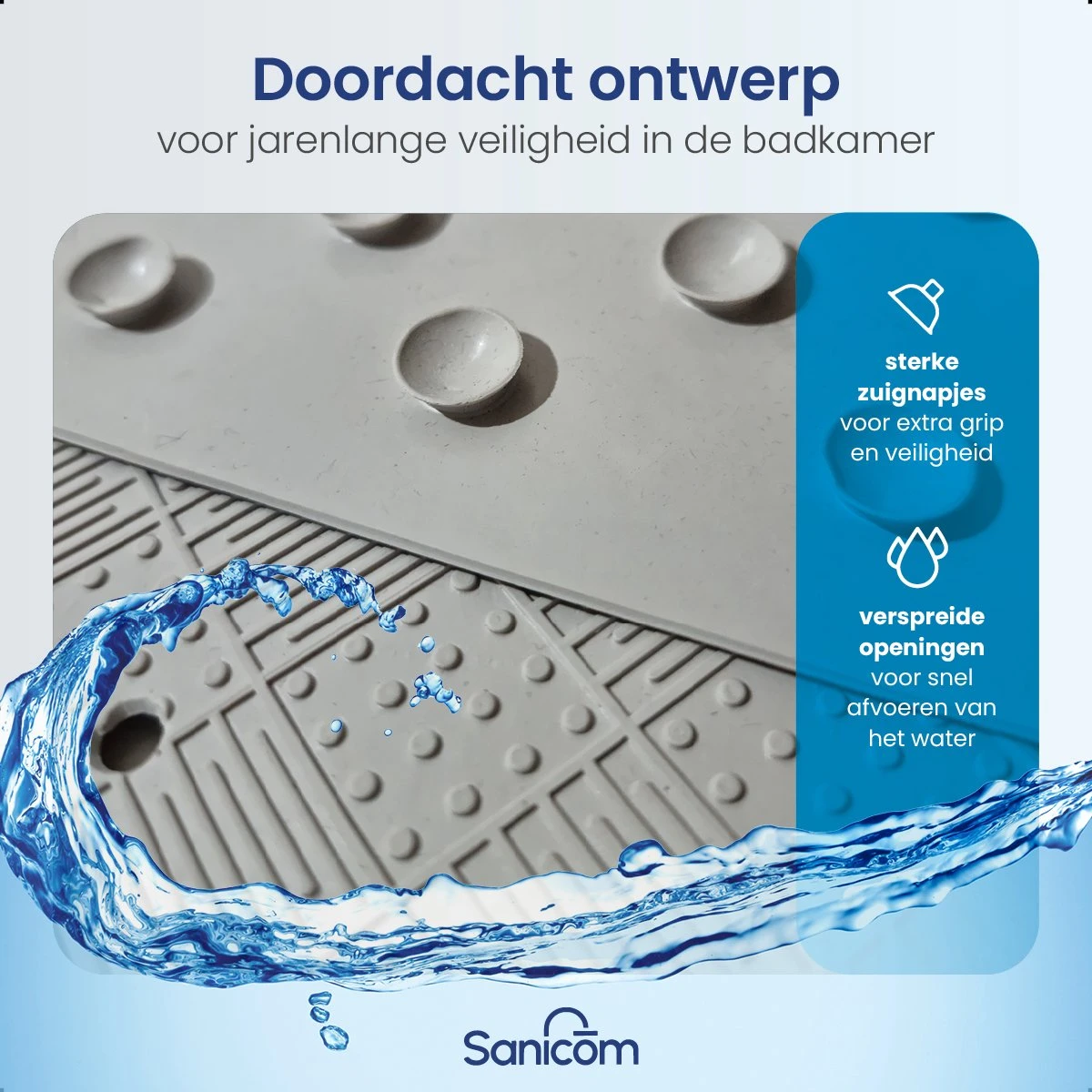 Merkloos Douchemat - Antislip Mat - Antislipmat Douche - Badmat - Schimmelbestendig - Met Zuignappen - Wasbaar - Grijs 5 Merkloos Douchemat - Antislip Mat - Antislipmat Douche - Badmat - Schimmelbestendig - Met Zuignappen - Wasbaar - Grijs - Afbeelding 5