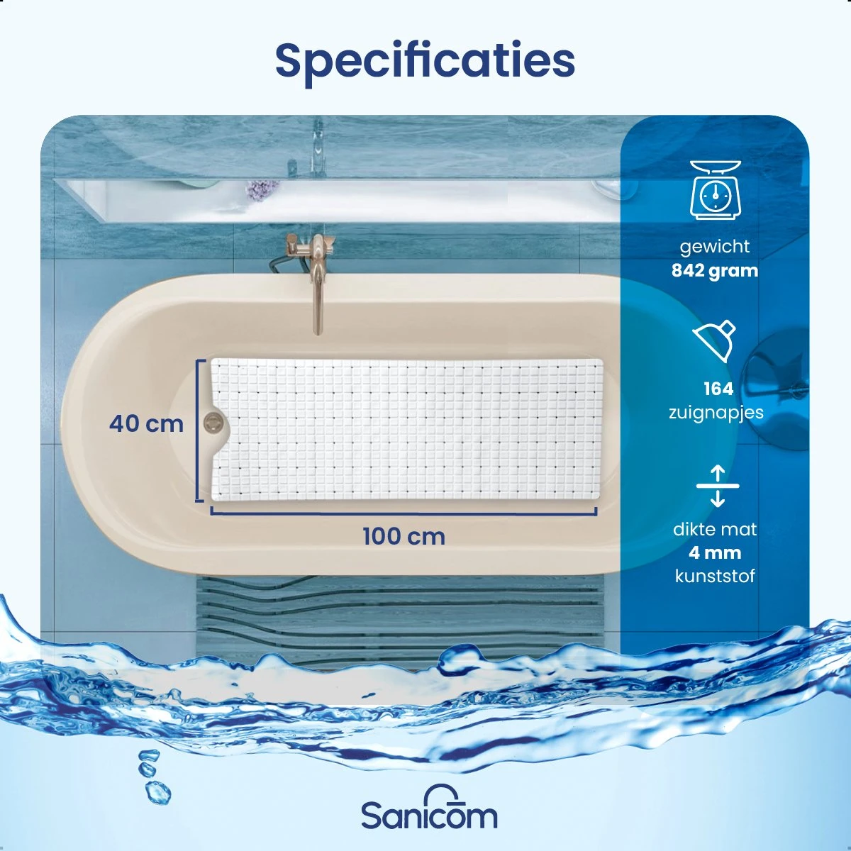 Merkloos Badmat Antislip - Douchemat - Antislipmat Bad - Antislipmat Douche - Schimmelbestendig - Met Zuignappen - Wasbaar - Wit 6 Merkloos Badmat Antislip - Douchemat - Antislipmat Bad - Antislipmat Douche - Schimmelbestendig - Met Zuignappen - Wasbaar - Wit - Afbeelding 6