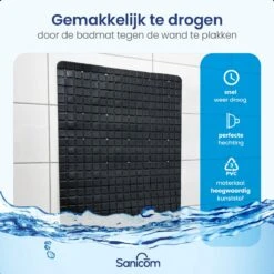 Merkloos Douchemat - Badmat Antislip - Antislipmat Douche - Antislipmat Bad - ​​Schimmelbestendig - Met Zuignappen - Wasbaar - Zwart -Badkamerartikelen Winkel 1200x1200 1763