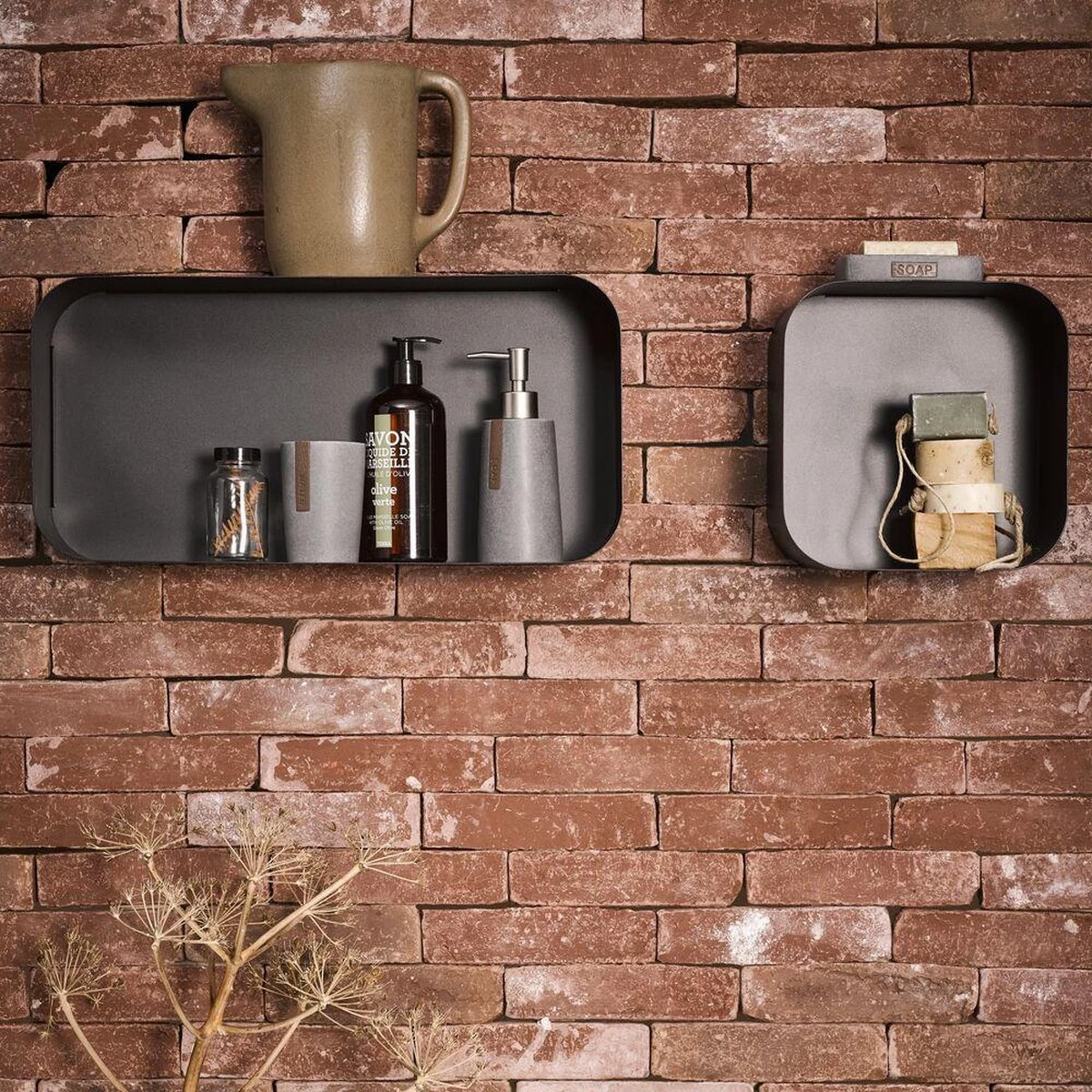 Sealskin Brix - Wandkubus Wandelement Wandrek - 12x24x24 Cm - Metaal - Zwart 4 Sealskin Brix - Wandkubus Wandelement Wandrek - 12x24x24 Cm - Metaal - Zwart - Afbeelding 4