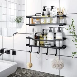 Merkloos RVS Doucherek - Badkamerrekken - Badkamerrek Zonder Boren - Shower Rack - Zelfklevend Doucherek - Doucherek Zonder Boren - Badkamer Accessoires - 2 Stuks -Badkamerartikelen Winkel 1200x1200 1820