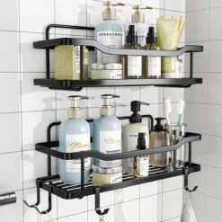 Merkloos RVS Doucherek - Badkamerrekken - Badkamerrek Zonder Boren - Shower Rack - Zelfklevend Doucherek - Doucherek Zonder Boren - Badkamer Accessoires - 2 Stuks -Badkamerartikelen Winkel 1200x1200 1821