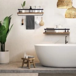 Zwevende Wandplank - 2 Stuks - 40cm - Handdoekhouder En 8 Haakjes - Badkamerplank Decoratieve Muur Opbergplanken Voor Badkamer Slaapkamer, Woonkamer, Keuken Plank 15 Zwevende Wandplank - 2 Stuks - 40cm - Handdoekhouder En 8 Haakjes - Badkamerplank Decoratieve Muur Opbergplanken Voor Badkamer Slaapkamer, Woonkamer, Keuken Plank -Badkamerartikelen Winkel 1200x1200 1829