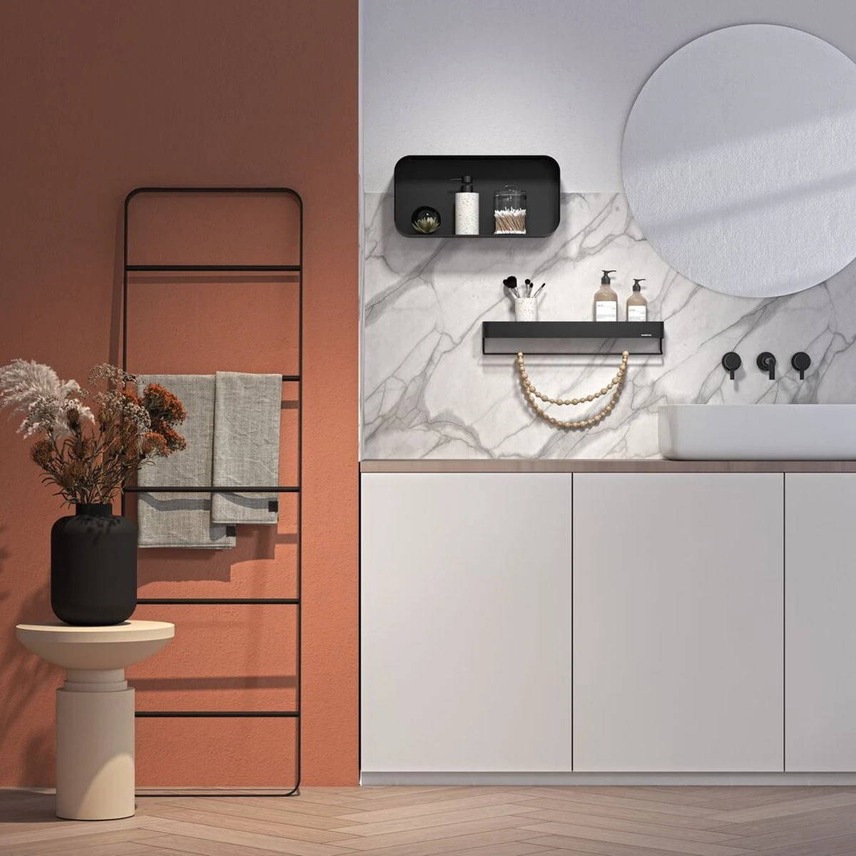 Sealskin Brix - Wandkubus Wandelement Wandrek - 12x50x24 Cm - Metaal - Zwart 5 Sealskin Brix - Wandkubus Wandelement Wandrek - 12x50x24 Cm - Metaal - Zwart - Afbeelding 5