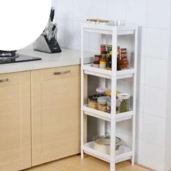 Merkloos Decopatent® 4 Laags Opbergrek -Staand Rek 4 Etages Voor Badkamer - Keuken - Keukenrek - Badkamerrek - Kunststof Rechthoekig Rek -Badkamerartikelen Winkel 1200x1200 1872