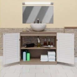 Casaria Wastafel Onderkast Met Uitsparing 60 X 30 X 60cm Witbruin -Badkamerartikelen Winkel 1200x1200 1901