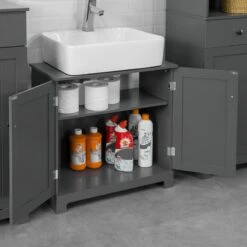 Mara Wastafel Onderkast - Badkamerkast - Wastafelmeubel - Badkamermeubel - Praktisch - Donkergrijs - MDF - 60 X 29 X 60 Cm -Badkamerartikelen Winkel 1200x1200 1916