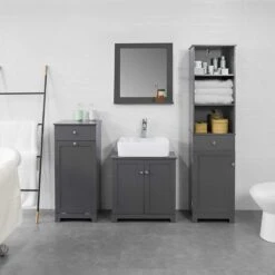 Mara Wastafel Onderkast - Badkamerkast - Wastafelmeubel - Badkamermeubel - Praktisch - Donkergrijs - MDF - 60 X 29 X 60 Cm -Badkamerartikelen Winkel 1200x1200 1917