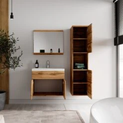 Badplaats Badkamermeubel Set Montreal 60 Cm X 35 Cm - Eiken - Badmeubel Met Spiegel En Zijkast -Badkamerartikelen Winkel 1200x1200 1984