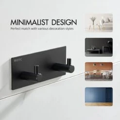 BOTC Handdoekhouder RVS - Handdoekhaakjes 2 In 1 RVS Zelfklevend - Rechthoekig Handdoek Haakjes - Handdoekhaak - Zwart -Badkamerartikelen Winkel 1200x1200 208